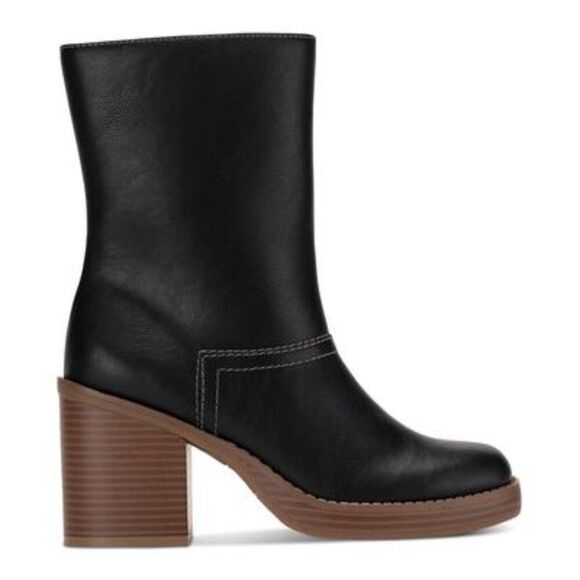 Sun Stone Womens Black Cushioned Goring Denverr Square Toe Block Heel Booties - Picture 1 of 9